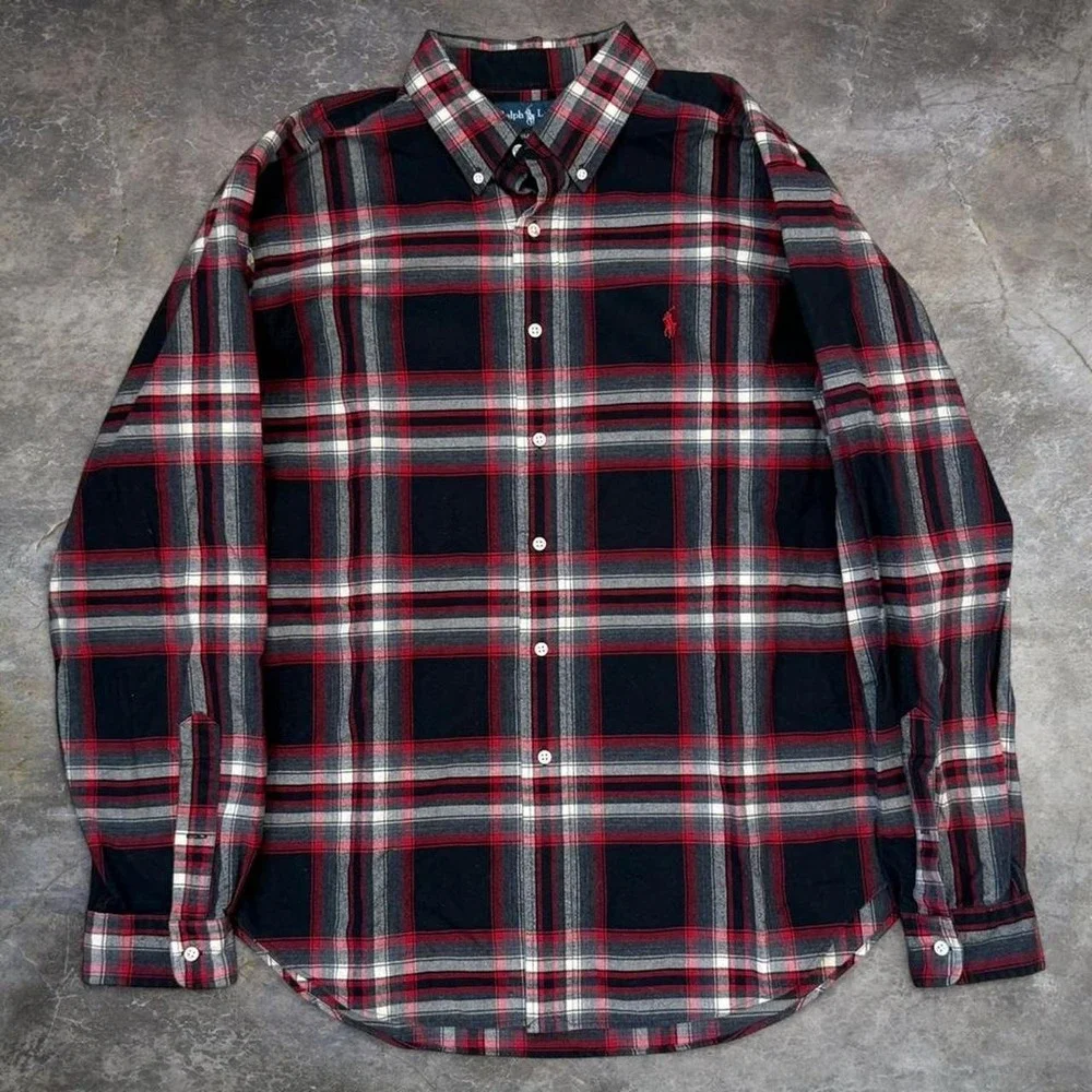 Polo Ralph Lauren Button Up Plaid Shirt Men's XL Long Sleeve Preppy Old Money